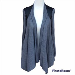 Asymmetrical leather shoulder cardigan EUC